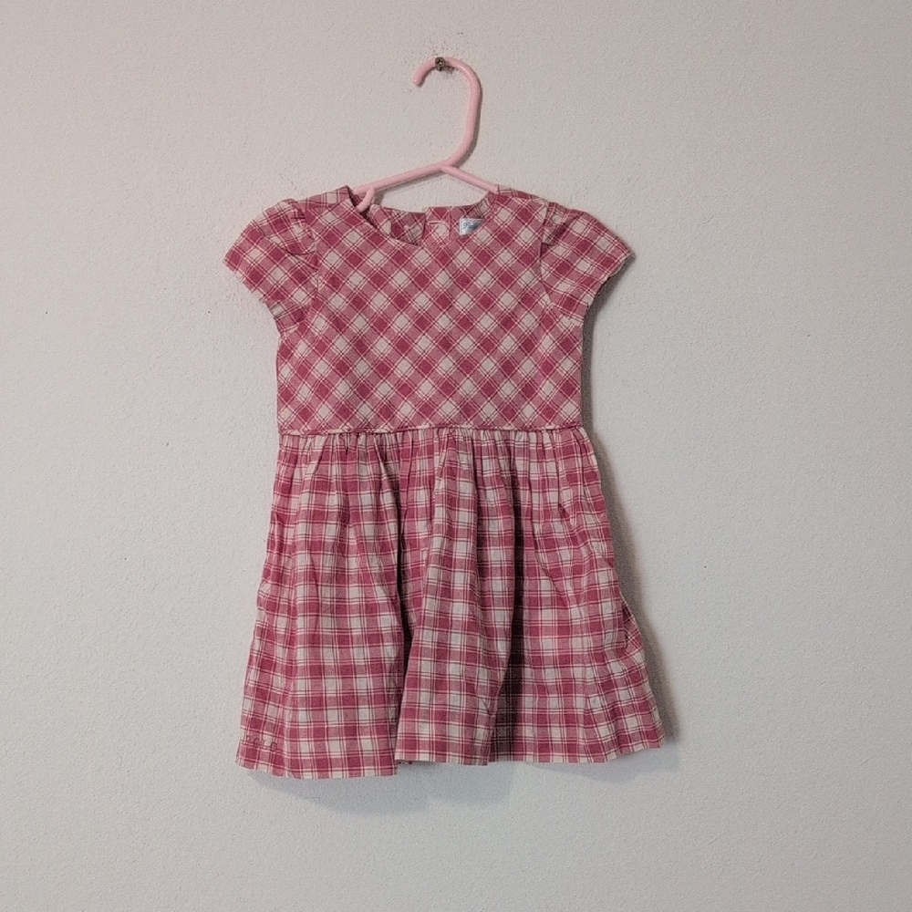 Ralph Lauren Pink and White Flutter Sleeve Pleated Dress